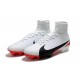 Crampons de Football Homme Nouveau Nike Mercurial Superfly V FG Blanc Rouge Noir