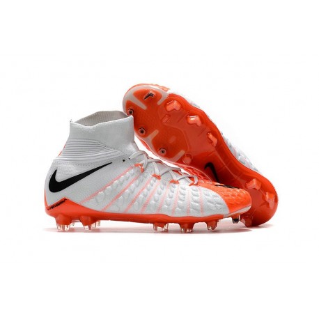 Nike HyperVenom Phantom 3 DF FG ACC Flyknit Chaussures - Blanc Orange