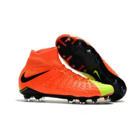 Nike HyperVenom Phantom 3 DF FG ACC Flyknit Chaussures - Orange Jaune