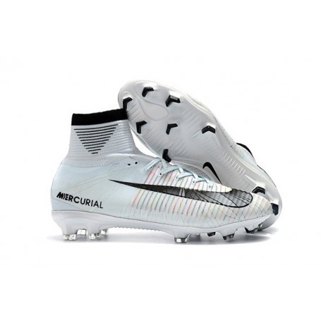 Nike Ronaldo Crampons de Foot Mercurial Superfly V DF CR7 FG - Blanc Noir