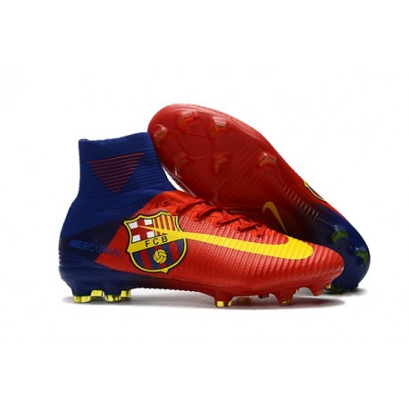 Nike Crampons de Foot Mercurial Superfly V DF FG - Barcelona Rouge