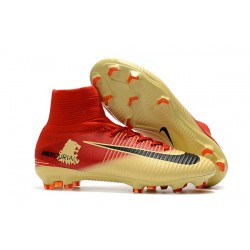 Nike Crampons de Foot Mercurial Superfly V DF FG - Rouge Or