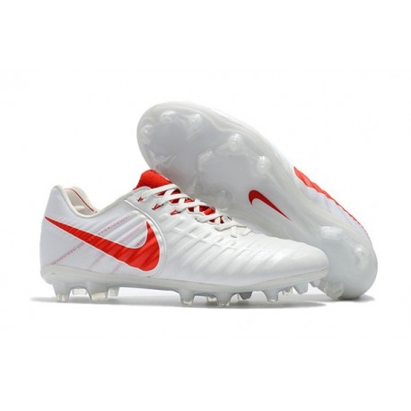 Nike Tiempo Legend 7 FG Kangourou Crampons Football - Blanc Rouge