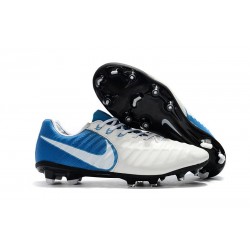 Chaussures Nouvel Nike Tiempo Legend VII FG ACC - Blanc Bleu