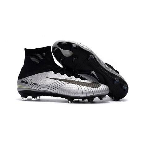 Nike Crampons de Foot Mercurial Superfly V DF FG - Argent Noir