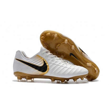 Chaussures Nouvel Nike Tiempo Legend VII FG ACC - Blanc Or