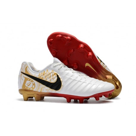 Chaussures Nouvel Nike Tiempo Legend VII FG ACC - Blanc Noir Rouge