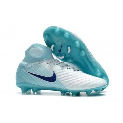 Nike Magista Obra II DF FG Crampon de Football - Blanc Bleu