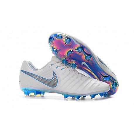 Nike Tiempo Legend 7 FG Crampons de Football Homme - Blanc Bleu