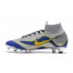 Ronaldo Nike Mercurial Superfly VI 360 Elite FG Chaussures - Argent Bleu Jaune