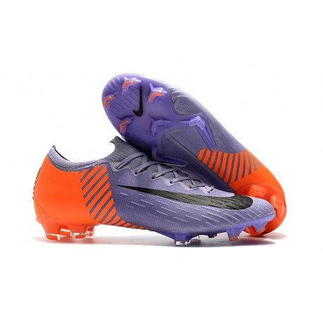 Nike Mercurial Vapor 12 Elite FG Chaussure de Football - Violet Orange Noir