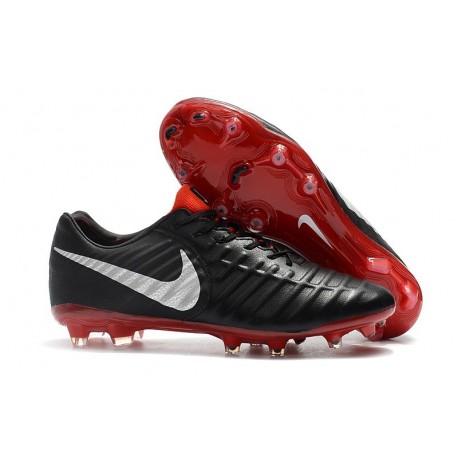 Nike Tiempo Legend 7 FG Crampons de Football Homme - Noir Rouge Argent