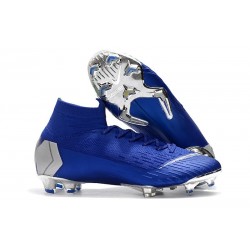 Crampons de Football Nike Mercurial Superfly VI 360 FG - Bleu Argent