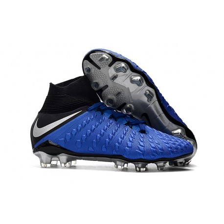 Crampons de Foot Nike HyperVenom Phantom III DF FG - Bleu Argent