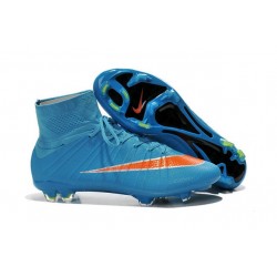 Crampon de Football Nouveaux Ronaldo Nike Mercurial Superfly FG Bleu Orange