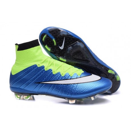 Crampon de Football Nouveaux Ronaldo Nike Mercurial Superfly FG Bleu Volt Blanc