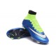 Crampon de Football Nouveaux Ronaldo Nike Mercurial Superfly FG Bleu Volt Blanc