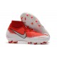 Nike Crampon Phantom VSN Elite DF FG - Rouge Blanc Argent