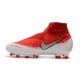 Nike Crampon Phantom VSN Elite DF FG - Rouge Blanc Argent