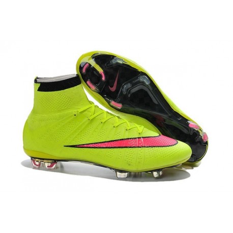 Crampon de Football Nouveaux Ronaldo Nike Mercurial Superfly FG Jaune Rose