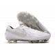 Nike Crampons Nouvelles Tiempo Legend VIII Elite FG Blanc Chrome Platine