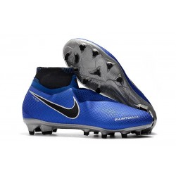 Nike Phantom Vision Elite DF FG Chaussures de Football - Bleu Noir Argent