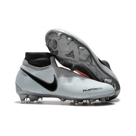 Nike Phantom Vision Elite DF FG Chaussures de Football - Gris Rouge