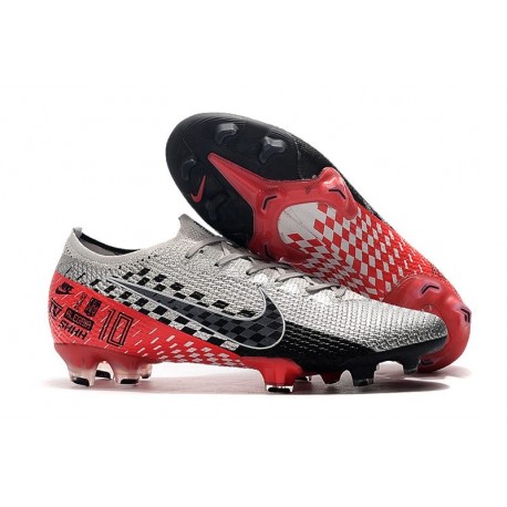 Crampons Neymar Nike Mercurial Vapor 13 Elite FG -Chromé Noir Rouge Platine