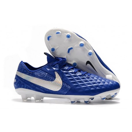 Nike Crampons Nouvelles Tiempo Legend VIII Elite FG Bleu Blanc