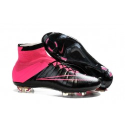 Nike Nouvel Chaussure Mercurial Superfly CR7 FG ACC Cuir Noir Rose