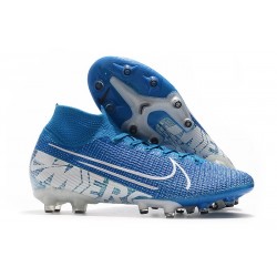 Crampon Nike Mercurial Superfly VII Elite AG-Pro Bleu Blanc