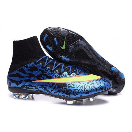 Crampon Chaussure Meilleur Nike Mercurial Superfly 4 FG Bleu Jaune