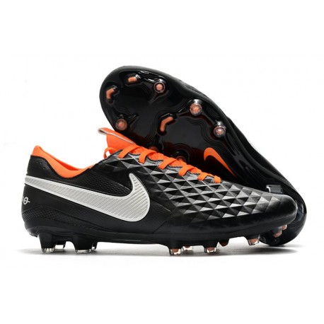 Nike Crampons Nouvelles Tiempo Legend VIII Elite FG Noir Blanc Orange