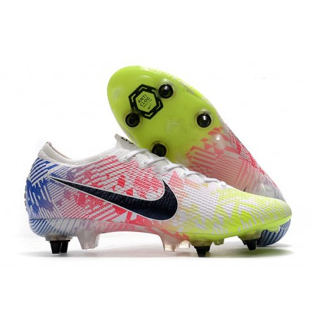 Nike Mercurial Vapor XIII Elite SG Anti Clog Neymar Blanc Noir Bleu Volt