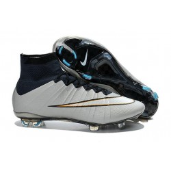 Meilleure Chaussures Nouveau Nike Mercurial Superfly FG Homme Argent Blanc CR7