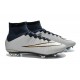 Meilleure Chaussures Nouveau Nike Mercurial Superfly FG Homme Argent Blanc CR7