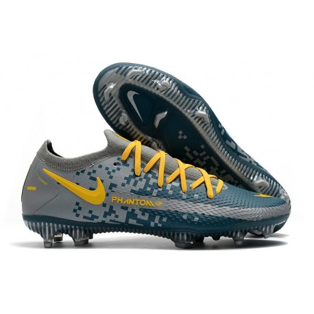 Crampon Nouveaux Nike Phantom GT Elite FG Bleu Gris Jaune