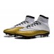 Meilleure Chaussures Nouveau Ronaldo 501 Nike Mercurial Superfly FG Blanc Or 