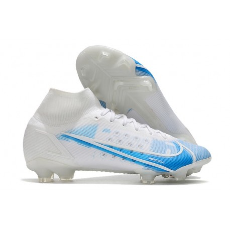 Nike Mercurial Superfly 8 Elite FG Crampons Blanc Bleu