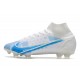 Nike Mercurial Superfly 8 Elite FG Crampons Blanc Bleu