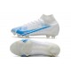 Nike Mercurial Superfly 8 Elite FG Crampons Blanc Bleu