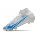 Nike Mercurial Superfly 8 Elite FG Crampons Blanc Bleu