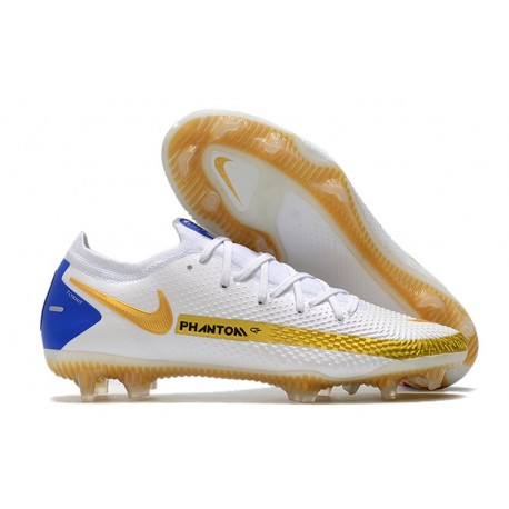 Nike Chaussure Phantom GT Elite FG Blanc Bleu Or