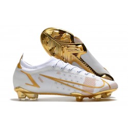 Nike Mercurial Vapor 14 Elite FG Chaussures Blanc Or