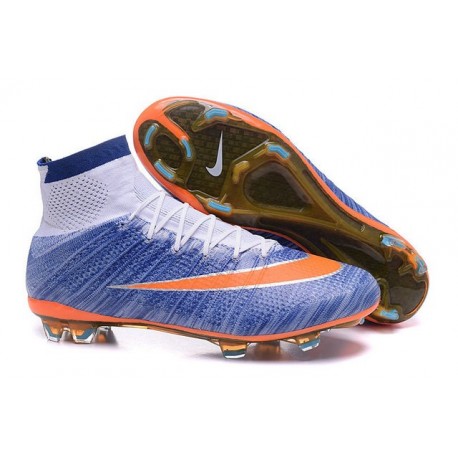 Nouvelles 2016 Nike Mercurial Superfly FG ACC Crampons Football Bleu Orange