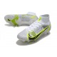 Nike Mercurial Superfly 8 Elite SG-Pro AC Silver Safari - Blanc Noir Argenté Jaune Fluo