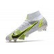 Nike Mercurial Superfly 8 Elite SG-Pro AC Silver Safari - Blanc Noir Argenté Jaune Fluo