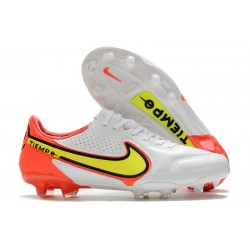 Chaussures Nike Tiempo Legend 9 Elite FG Blanc Volt Carmin