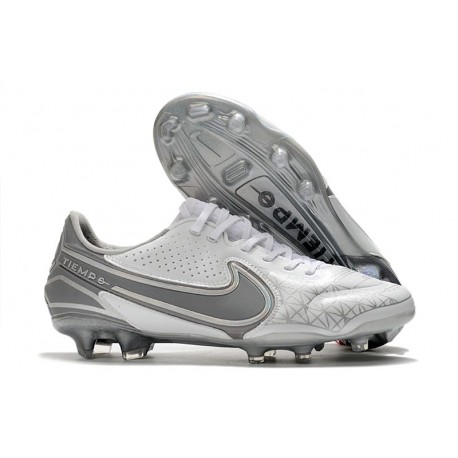 Chaussures Nike Tiempo Legend 9 Elite FG Blanc Gris