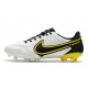 Chaussures Nike Tiempo Legend 9 Elite FG Blanc Gris Foncé Noir Jaune Strike